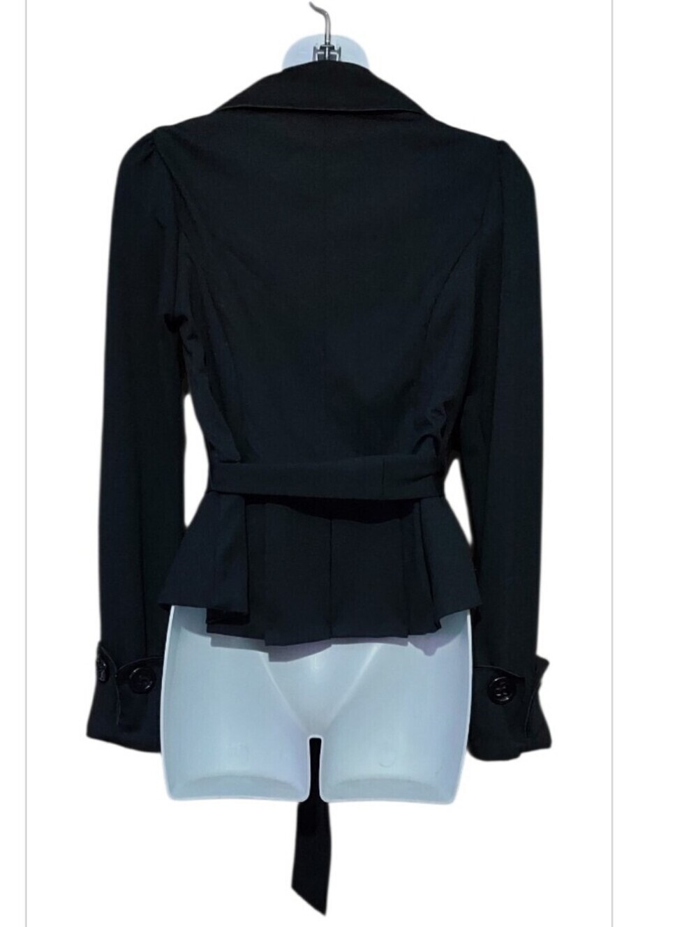 NWT Candie's Black Double-Breasted Peplum Tie Blazer Sz Medium - Picture 4 of 6